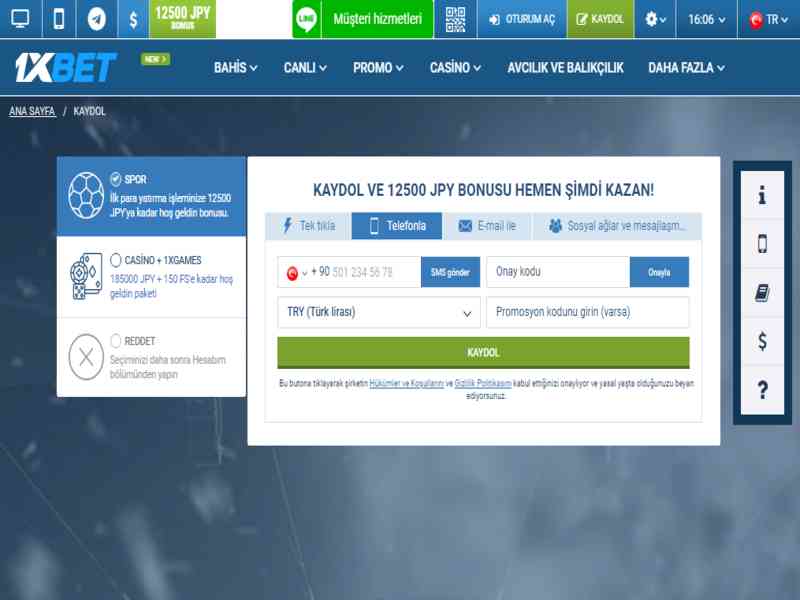 1xbet’e telefon numarasıyla kayıt