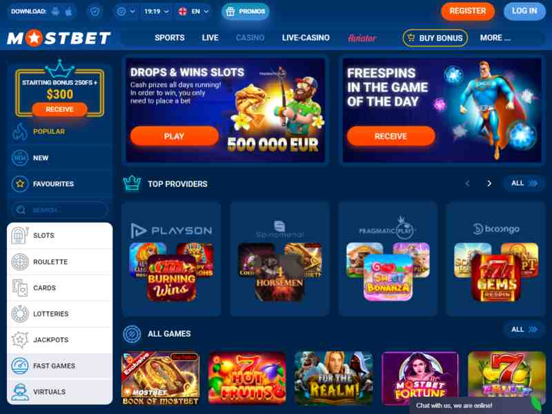 Official website of online casino Mostbet