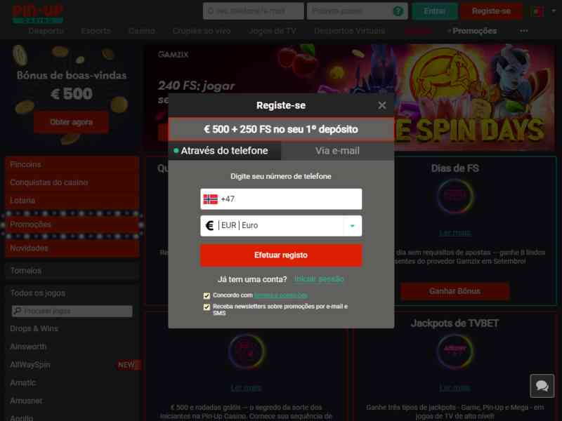 Como se inscrever no pin-up casino