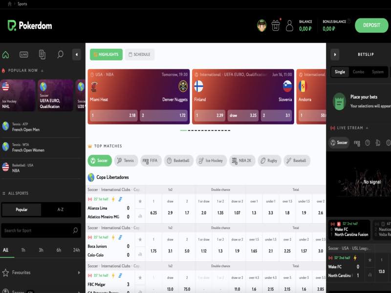 Bookmaker, sports betting at PokerDom
