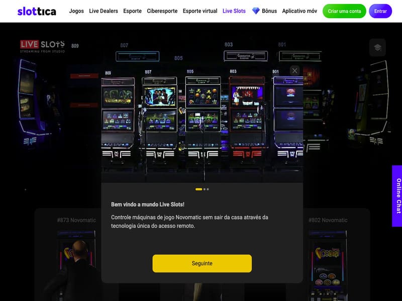 Uma seleção de jogos no casino online Slottica