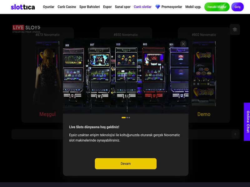 Slottica online casinoda oyun seçimi