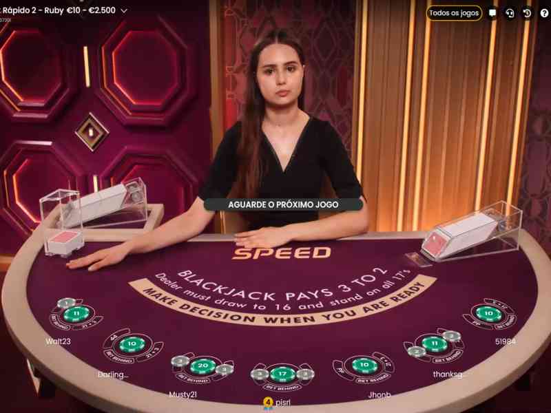 Características e fichas do jogo Speed Blackjack